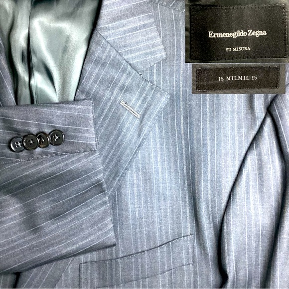 Ermenegildo Zegna Su Misura 58 EU 48 US Suit 38x31 100% Wool Charcoal Stripe - Picture 1 of 8